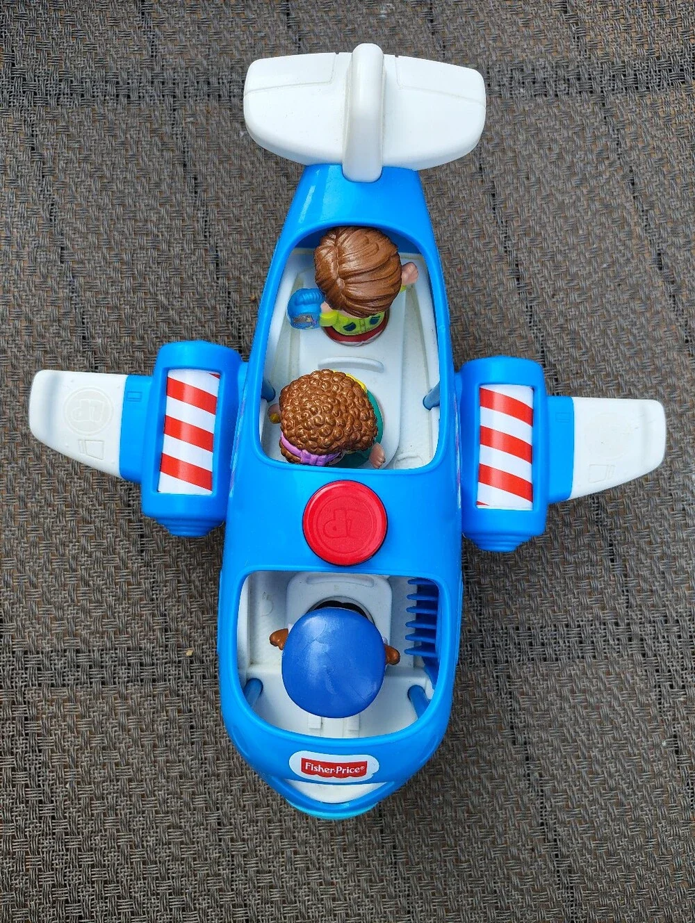 Fisher Price Little People Blue Jet Plane Musical Sounds Talking with 3 People
